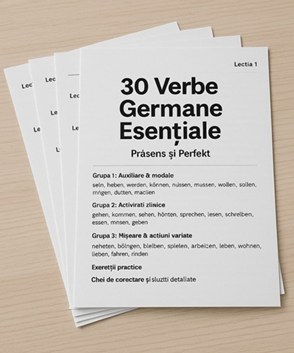 ⚡ 30 de verbe importante în limba germană – Pachet complet (6 PDF-uri)